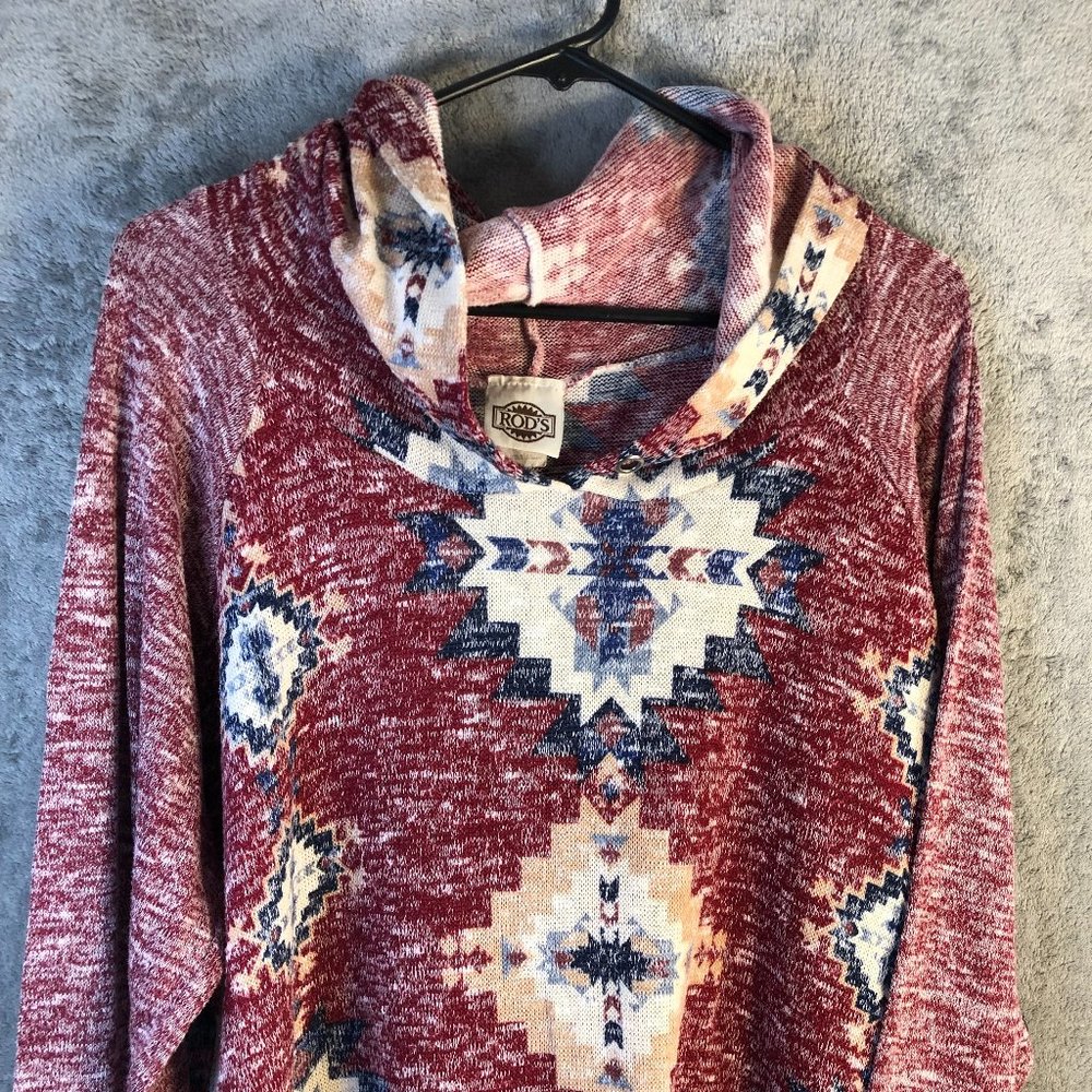 ROD'S Men's XL Southwestern Aztec Hooded Sweatshirt/Sweater Made in the U.S.A.